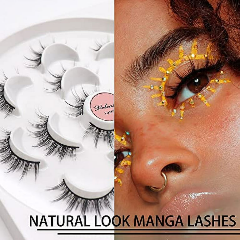 Veleasha Manga Lashes Natural Look False Eyelashes 8 Pairs Pack  Light-weight Comfortable Fake Eyelashes