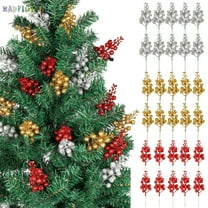 BadPiggies 36 Pack Glitter Berry Stems, 8 Inch Artificial Christmas Tree Picks Decoration Filler Ornaments DIY Xmas Wreath