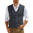 thumbnail image 3 of Bcfgryg Sweater Vest Men's Sleeveless Knitted Vest V Neck Knitted Vest Spring Plain Sleeveless Knitted For Men Mens Sweater Gray 125, 3 of 3
