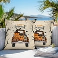 thumbnail image 5 of Outdoor Waterproof Pillow Covers Happy Halloween Pumpkin Ghost Face Truck Decorative Throw Pillow Protectors,Black Cat Pillowcase Cushion Cases for Patio Sofa Garden Couch,18x18in,Pack of 2, 5 of 9
