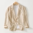 thumbnail image 2 of Women's Blazer Casual Sport Coats Linen Suit Jackets Business Lapel Linen Jackets Color Beige Size L, 2 of 6