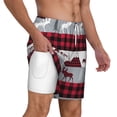thumbnail image 3 of Picia Buffalo Plaid Forest pattern Mens Swim Trunks with Compression Liner Stretch Beach Shorts Quick Dry with Zipper Pockets No-Chafing Board Shorts-3X-Large, 3 of 9