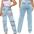 thumbnail image 4 of Aueoeo Women's Ripped High Waisted Boyfriend Jeans Loose Fit Wide Leg Jeans Distressed Stretchy Denim Pants, 4 of 8