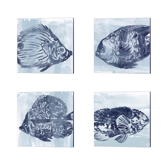 Great Art Now Ocean Study by June Erica Vess 4 Piece Canvas Art Set Each 14W x 14H