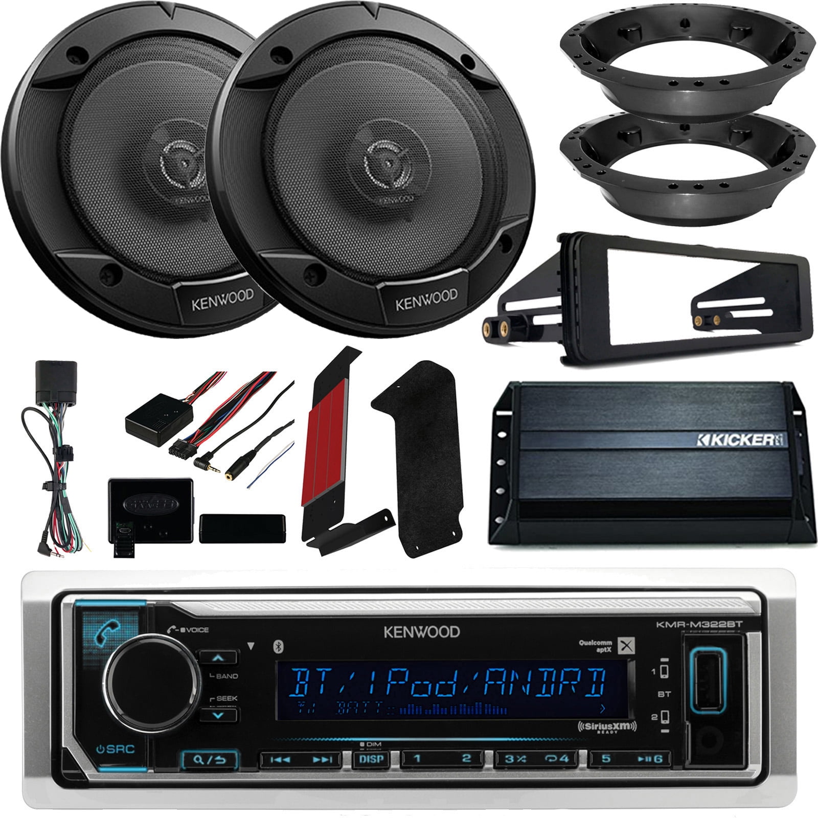 Kenwood Marine Bluetooth Receiver (No CD), 2 x Kenwood 6.5" Coaxial