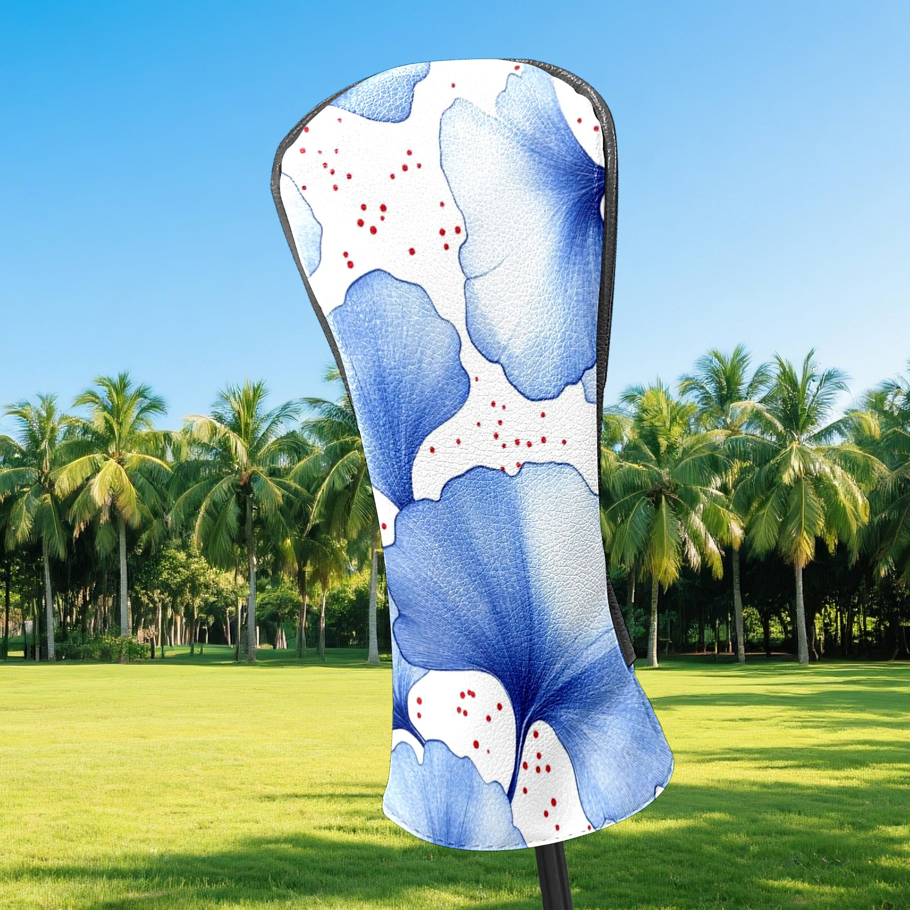Golf Head Covers Elegant Ginkgo Leaf Design for Driver, Wood & Hybrid, Premium Waterproof PU Leather with Plush Lining, Unique Nature Golf Gifts