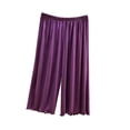 thumbnail image 4 of Mutghys Modal Cotton Pajama Pants for Women Scalloped Hem Solid Elastic Waist Capri Pants Home Relaxing Soft Comfy Casual Pajama Bottoms, 4 of 6