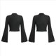 thumbnail image 3 of Camiseta Informal de Larga Acampanada con Cuello Alto y Punto Acanalado para Mujer Negro S, 3 of 6