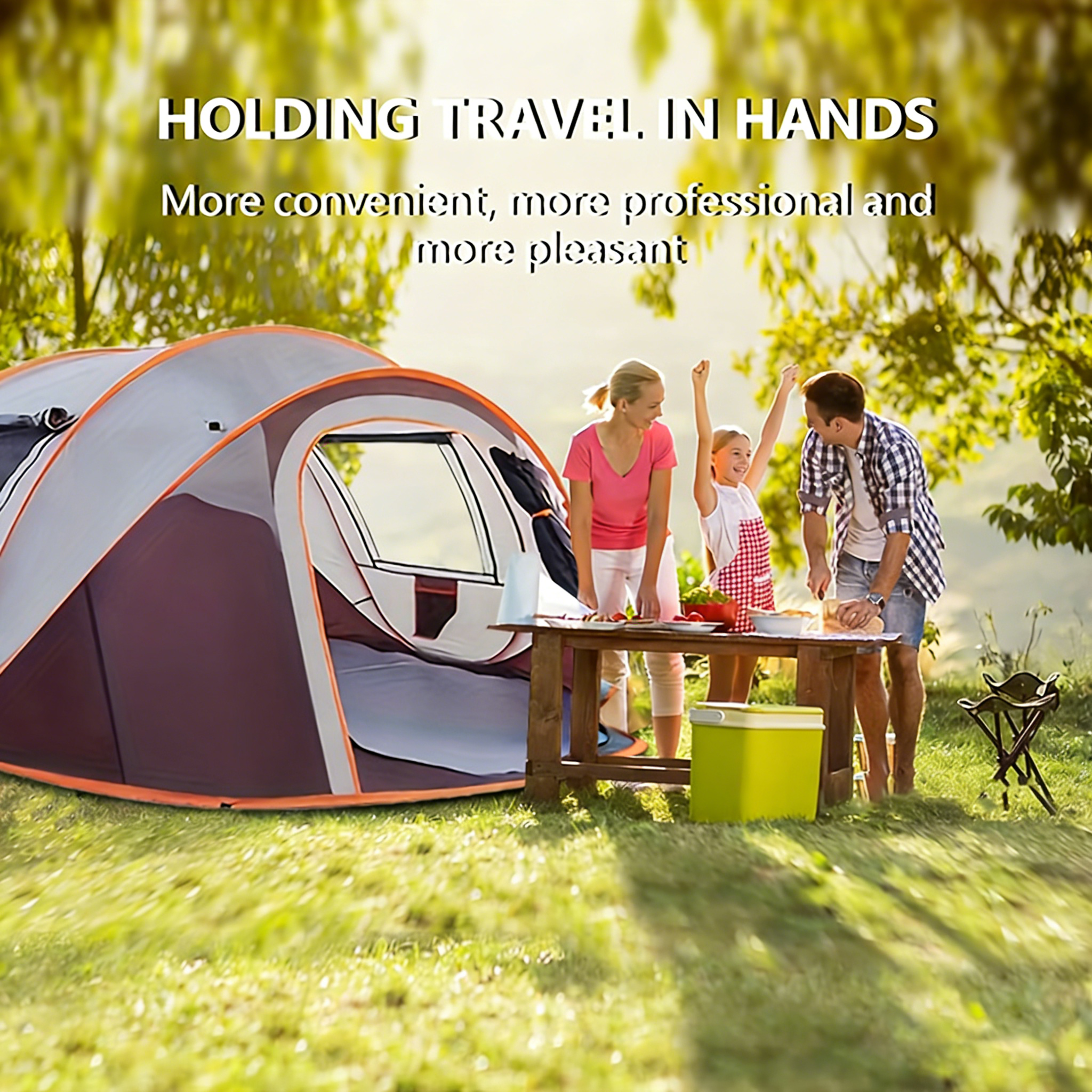 Mapskey 3-4 Person Camp Tent, Auto Setup Pop Up,Waterproof Lightweight with Mesh Doors & Windows