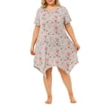 thumbnail image 2 of Camisón floral de talgrande pamujer pijalindo vestido irregular padormir gris 1X, 2 of 7