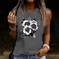 thumbnail image 4 of Flowers Print Tank Top for Women Summer Sleeveless Tops Casual Cute Graphic Tanks Loose Fit Vintage Vacation Shirt, 4 of 4
