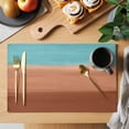 thumbnail image 2 of Placemats Set of 4, Blue Brown Ombre Woven Placemat, Linen Place Mats for Kitchen/Dining Tables, Modern Abstract Gradient Art Washable Table Mats for Party, 2 of 8