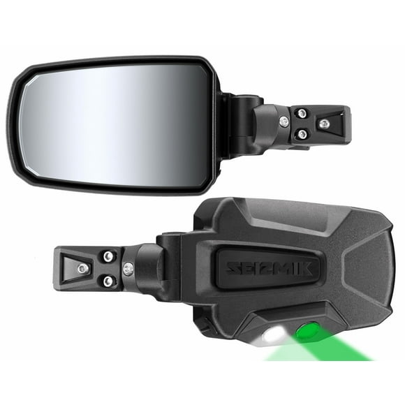 Pursuit Series Side View Mirrors with Dual Mode LED Night Vision (Pair - Cast Aluminum) for Various Size UTVs (Polaris Pro-Fit and Can-Am Profiled)