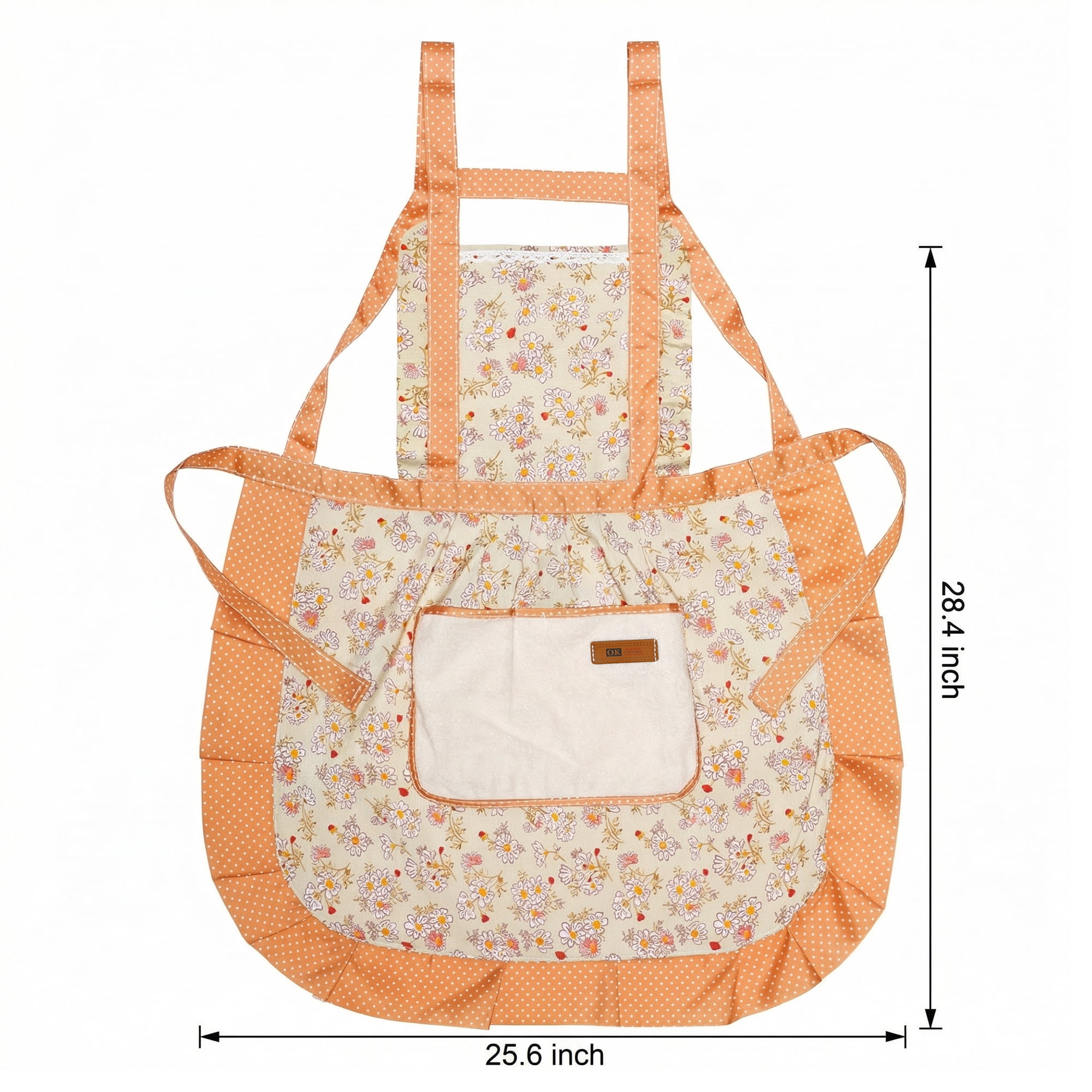 Unique Bargains Durable Floral Kitchen Apron with Pockets and Adjustable Tie Green