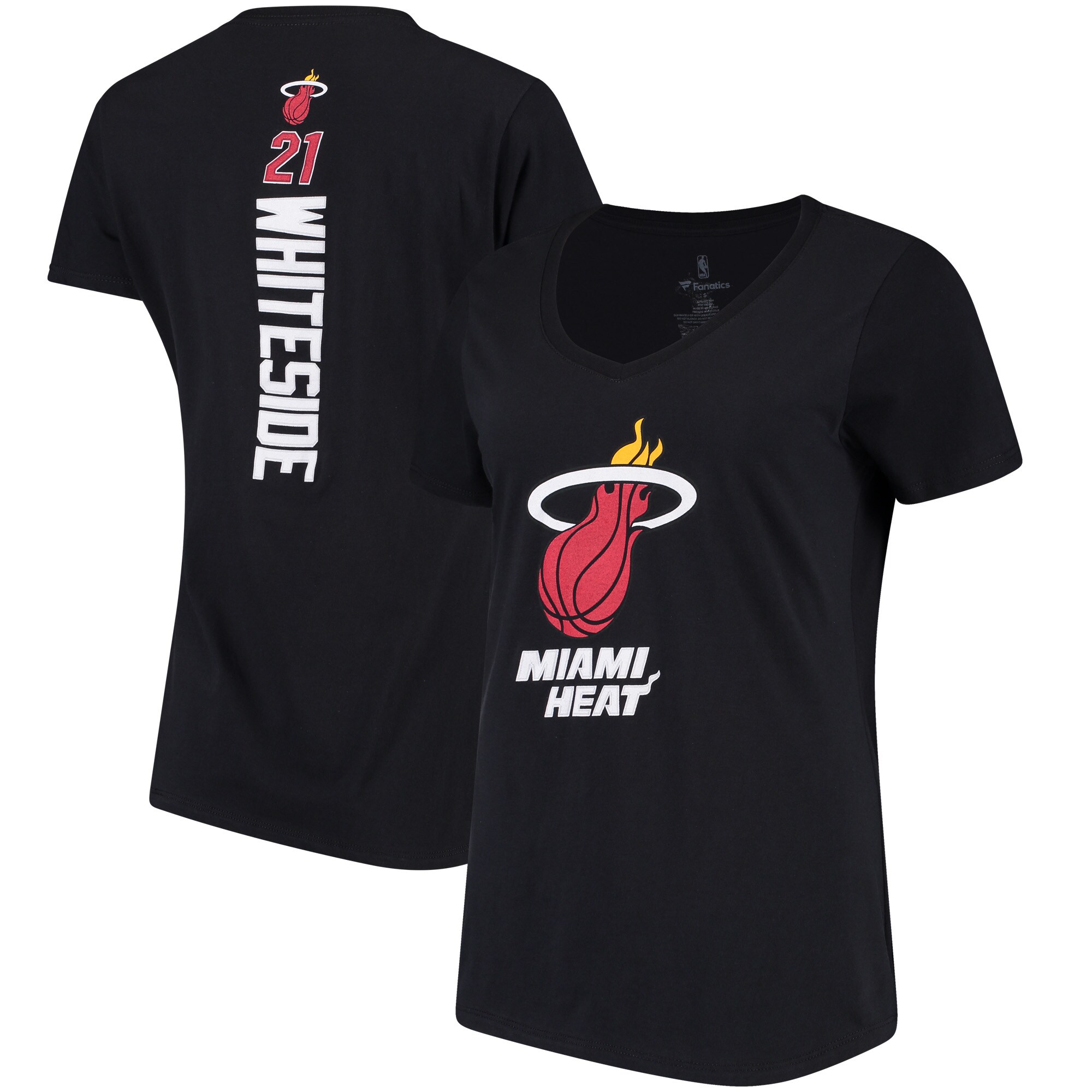 Hassan Whiteside Miami Heat Fanatics Branded Women's Backer Classic Fit Name & Number V-Neck T 