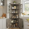 thumbnail image 4 of Danolapsi 67" Tall Corner Storage Cabinet with Lights, Farmhouse Corner Hutch Display Cabinet with Glass Doors, Wooden Storage Organizer for Kitchen, Living Room, Bathroom, 4 of 7