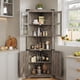 thumbnail image 3 of Armario esquinero alto rústico – Puertas de transparente, estantes ajustables, 6 niveles – Gabinete de almacenamiento para esquina de sala, cocina o baño – Ahorra espacio – Color gris envejecido, 3 of 6