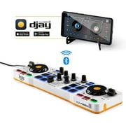 Hercules DJ Control Mix – Bluetooth Wireless DJ Controller for Smartphones– Djay App–2 Decks- White