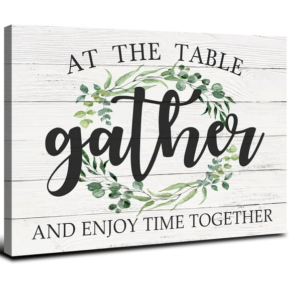 Dining Room Pictures for Kitchen Wall Decor Gather Signs Wall Art Boho Home Decor Rustic Gather Sign Family Poster Canvas Print Country Inspirational Saying Frame Artwork Living Room Decoration 12x16"