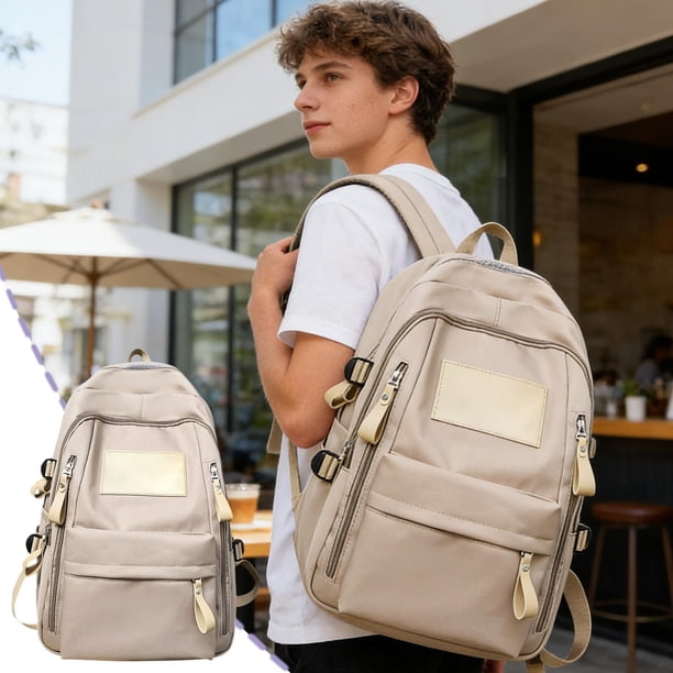 Mochila escolar de gran capacidad con múltiples compartimentos, poliéster resistente al agua, correas ajustables, bolsa de viaje y escuela unisex, 45x35 cm.