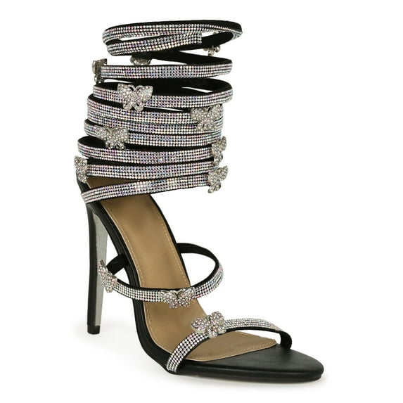 Lemonade Butterfly Rhinestone Encrusted Wrap Around Heel 20218