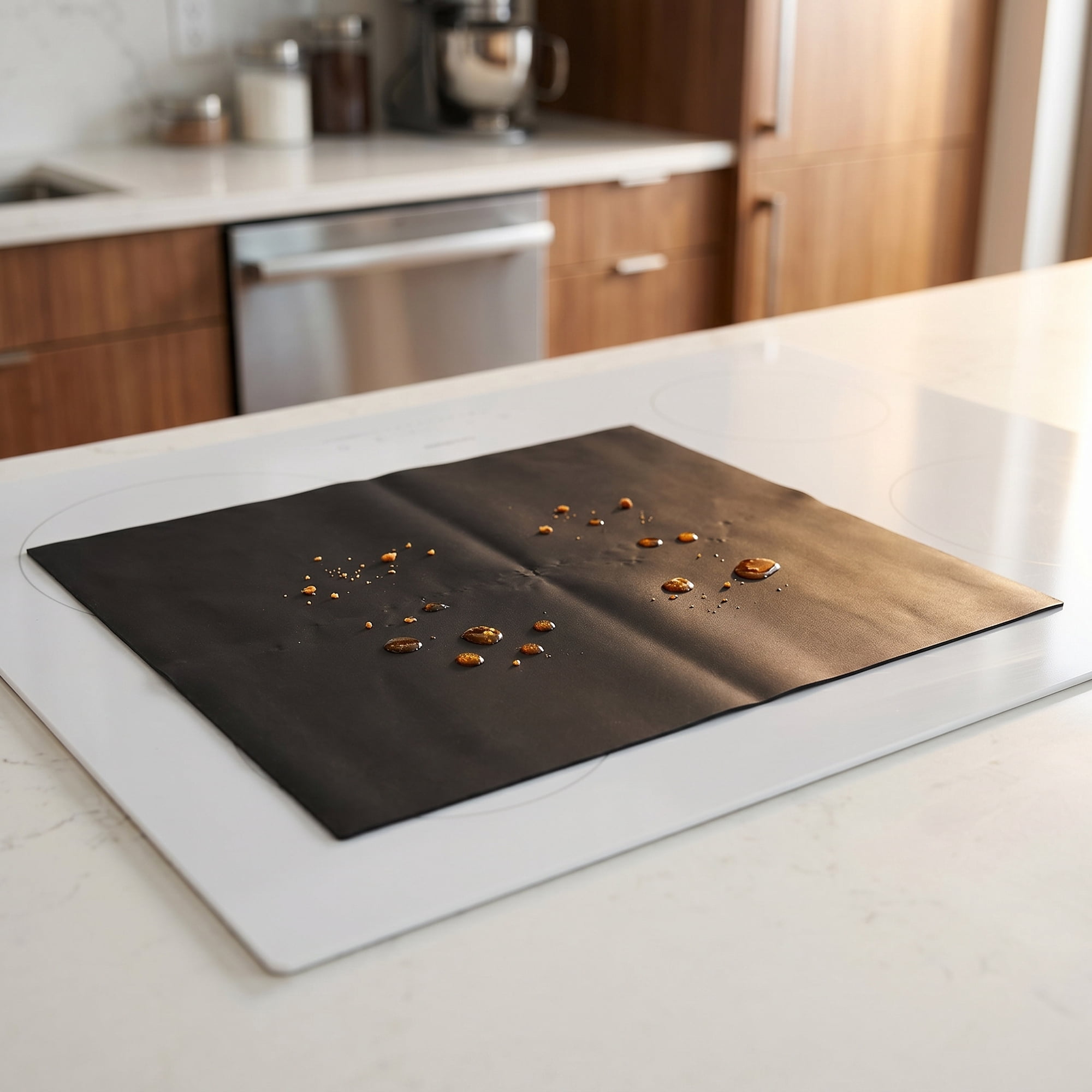 Unique Bargains Non Stick Silicone Bottom Mat for Electric Microwave Grill Black 15.7"x13"