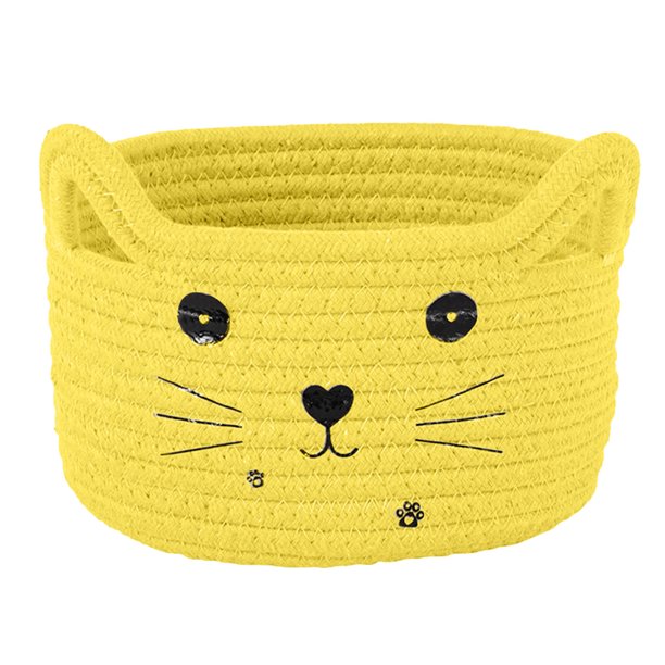 Hilo para tejer orejas de gato, almacenamiento de escritorio, cabecero de cama hecho a mano, clasificación de objetos diversos, redondo, azul