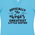 thumbnail image 4 of Inktastic Officially the World's Greatest Little Sister Women's V-Neck T-Shirt, 4 of 5