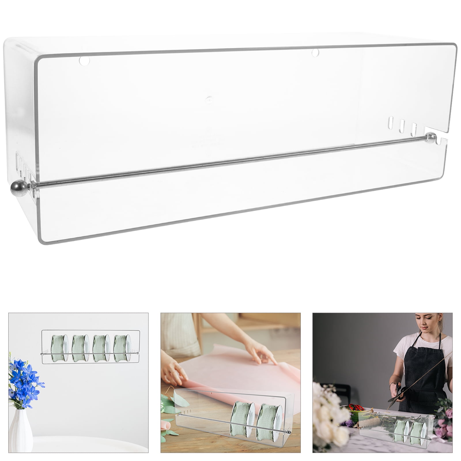 LABSERRON Craft Ribbon Holder Box Transparent 1Pack 18.5X6.3X6.1In