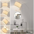 thumbnail image 6 of NATYSWAN Arc Floor Lamps for Living Room, Silver Modern Floor Lamp, Adjustable Hanging Drum Shade, Tall Pole Lamp with Foot Switch, for Bedroom, Office, Bulb Not Include, 6 of 9