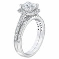 thumbnail image 2 of Pompeii 2.25 cttw Cushion Halo Diamond Engagement Wedding Ring Set 14k White Gold, 2 of 4