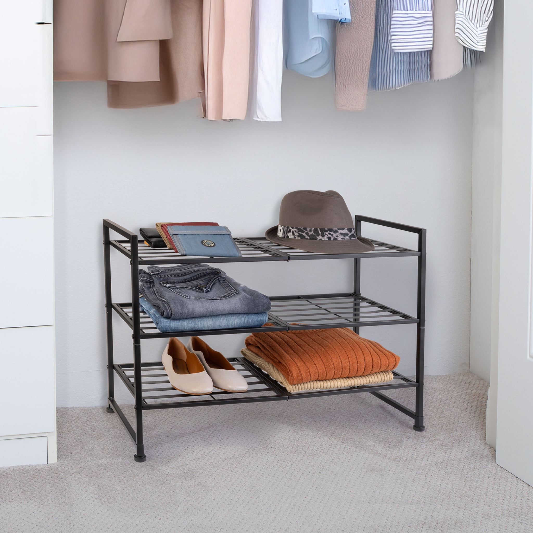 Mainstays 3 Pack 3 Tier Metal Shoe Rack Organizer Space Saver