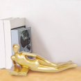 thumbnail image 3 of Estatua de lectura con decoración dorada, decoración para el hogar, acento para sala de estar, figuras abstractas de resina B, 3 of 4