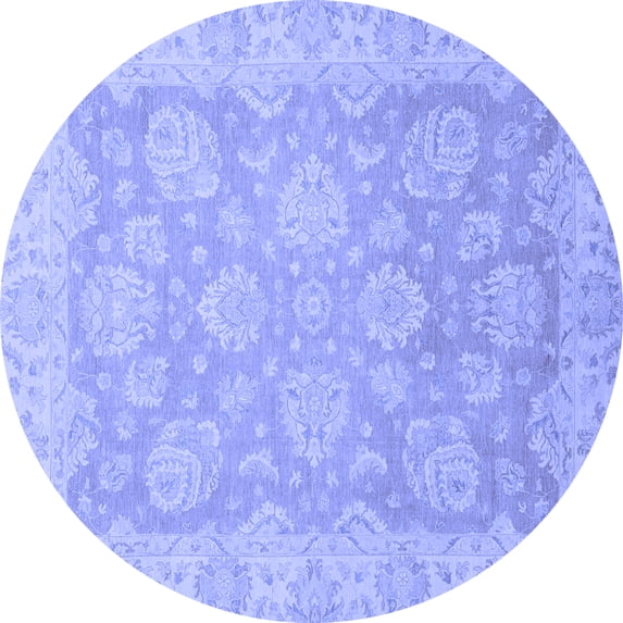 Ahgly Company Indoor Round Abstract Blue Modern Area Rugs, 5' Round