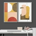 thumbnail image 3 of IDEA4WALL Framed Canvas Print Wall Art Multicolor Mid-Century Semi-Circle Polygon Collage Abstract Shapes Modern Boho Chic for Living Room, Bedroom, Office - 24"x36"x2 White, 3 of 5