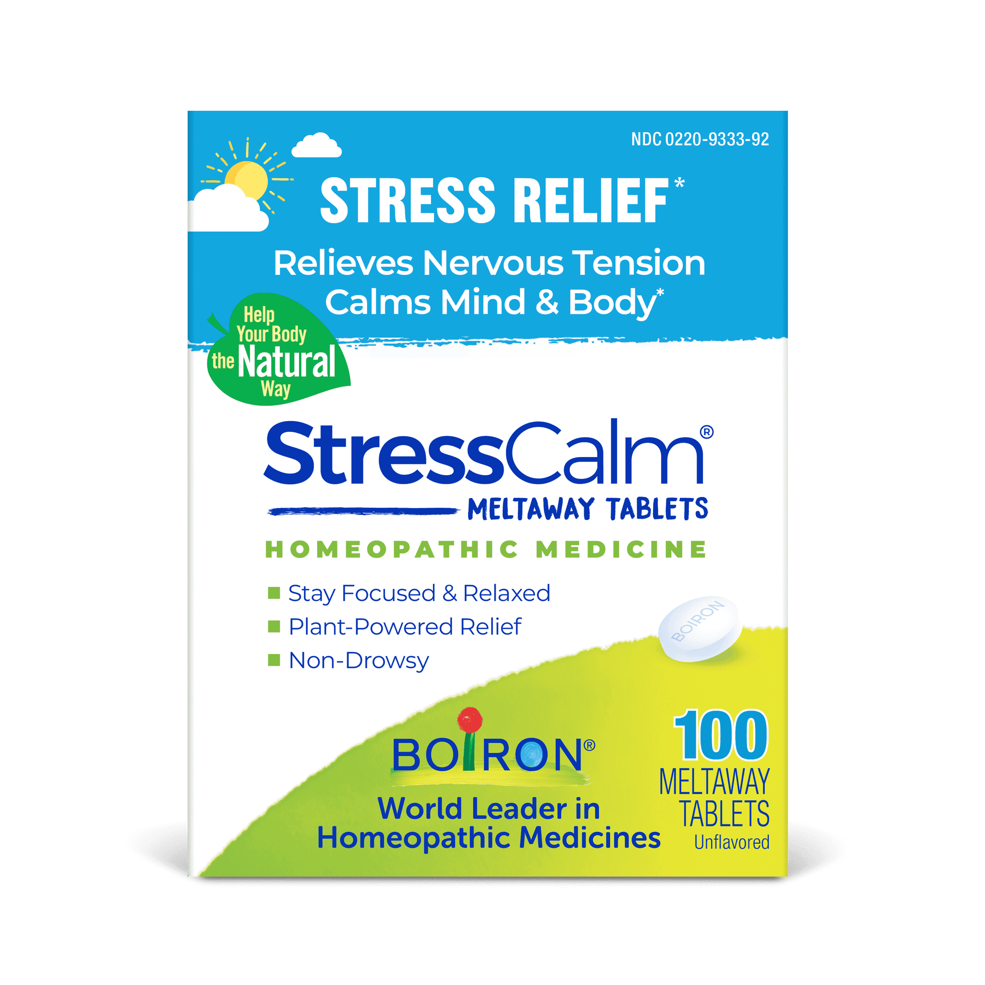 Boiron StressCalm Tabs - 100 Count for Relief of Stress, Anxiousness, Nervousness, Irritability, and Fatigue - Convenient Stress Calm Meltaway Tablets
