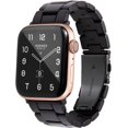 thumbnail image 1 of Compatible con Apple Watch Band 38 mm, 40 mm, 42 mm, 44 mm, pulsera fina y ligera de resina con hebilla de acero inoxidable de repuesto para iWatch Series 7, 6, 5, 4, 3, 2, 1 SE (negro/negro,, 1 of 7