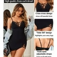 thumbnail image 2 of Women Sexy Nightgown Lace Babydoll Chemises V-Neck Modal Sleepwear Full Slip Side Slit Sleep Dress XS-XXL, 2 of 9