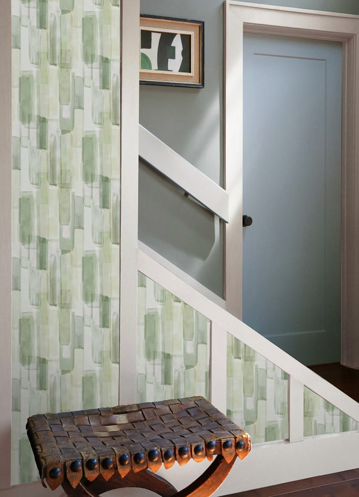 Mr. Kate Watercolor Glass Olive Green Peel and Stick Wallpaper