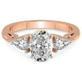 thumbnail image 3 of 2 Carat IGI Certified Oval Shape Lab Grown Diamond Engagement Ring | 14K Rose Gold | Leona Three stone Side Pear Shape Lab Diamond Ring | FG-VS1-VS2 Quality Friendly Diamonds, 3 of 5