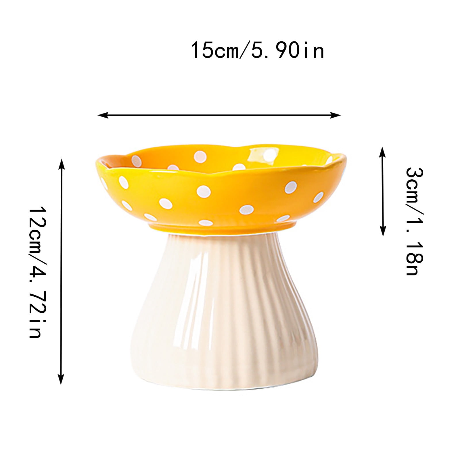 Elevated Ceramic Cat Dish for Whisker Fatigue Cute Raised Pet Food and Water Bowls with Non- Base