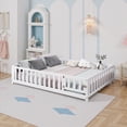thumbnail image 6 of Leumius Full Size Floor Platform Bed Frame with Fence and Door for Kids, Montessori Floor Bed Frame with Support Slats for Toddlers White, 6 of 9