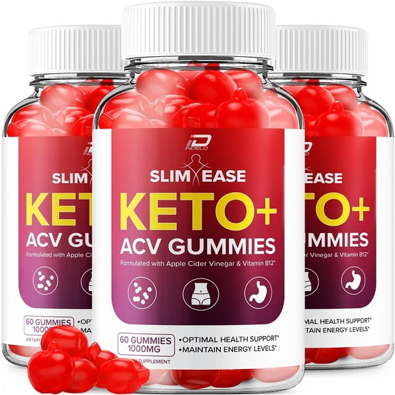 (3 Pack) Slim Ease Keto ACV Gummies - Slim Ease Apple Cider Vinegar Gummy Supplement for Energy - SlimEase Keto Gummies Dietary Supplement (180 Gummies)
