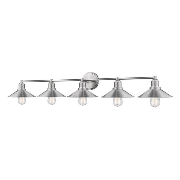 5 Light Vanity Light Fixture in Utilitarian Style 46 inches Wide By 9.75 inches High-Brushed Nickel Finish Bailey Street Home 372-Bel-2750838