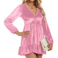 thumbnail image 4 of Womens Christmas Dresses Velour Long Sleeve Dresses Womens Pink Dress A-line Formal Dress Party Dress Winter Dresses for Women, 4 of 4