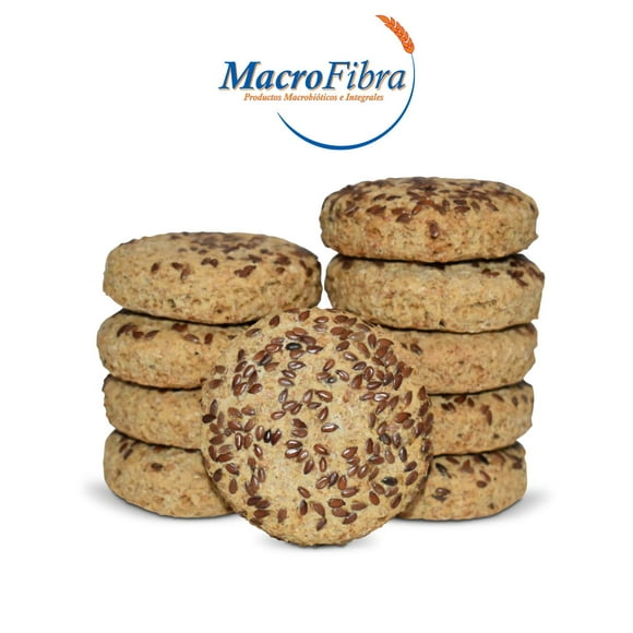 Galleta Linaza - Reducido en Azucar, Vegano, sin Lactosa, Alto contenido en fibra, Macrobiotico e Integral 3 paq c/10 pzas.