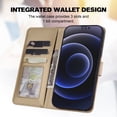 thumbnail image 2 of Allytech Wallet Case for iPhone 13 Pro Max with Cute Cartoon Pattern, 3 Card Slots + 1 Cash Slot + Wrist Strap, Premium PU Leather Stand Magnetic Clasp Shockproof Protective Case, Khaki, 2 of 8