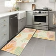 thumbnail image 5 of Boho Kitchen Rugs and Mats Set of 2, Non Slip Backing Pink Kitchen Rug Mid Century Modern Decor Seasonal Farmhouse Abstract Tropical Leaves Bohemian Low-Profile Kitchen Floor Mat 17"X47"+17"X30", 5 of 5