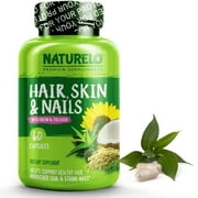 NATURELO Hair, Skin and Nails Vitamins - 5000 mcg Biotin, Collagen, Natural Vitamin E - Supplement for Healthy Skin, Hair Growth for Women and Men  60 Capsules
