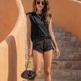 thumbnail image 4 of Camiseta sin mangas holgada y delgada para mujer, chaleco sin mangas de algodón sólido, camisetas con hombreras de cuello redondo (negro) Zhivalor BST3000735-2, 4 of 5